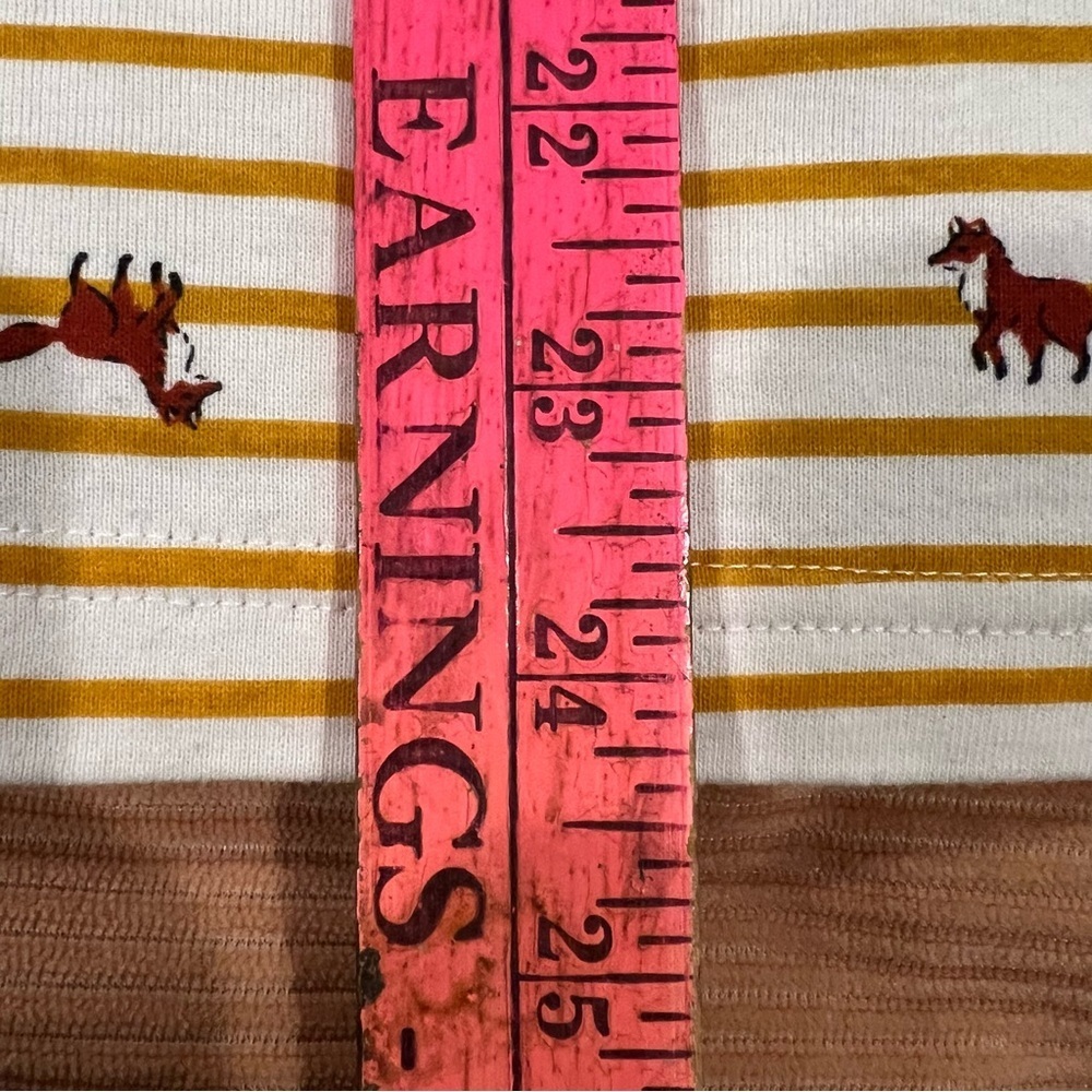 Yellow Stripe Fox T-Shirt Tee 2X Long Sleeve V Neck Top Shirt Croft & Barrow EUC - Picture 8 of 8